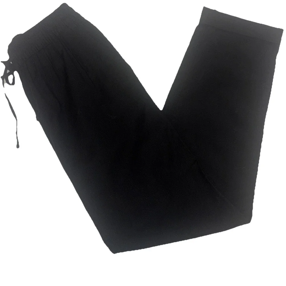 H&M Women's Sz Xs Linen Pants Black Pockets Stretchy Waist Cotton Beachy Natural
